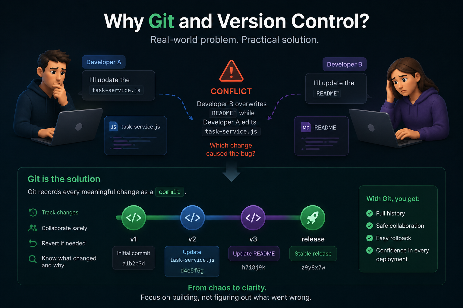Git version control timeline